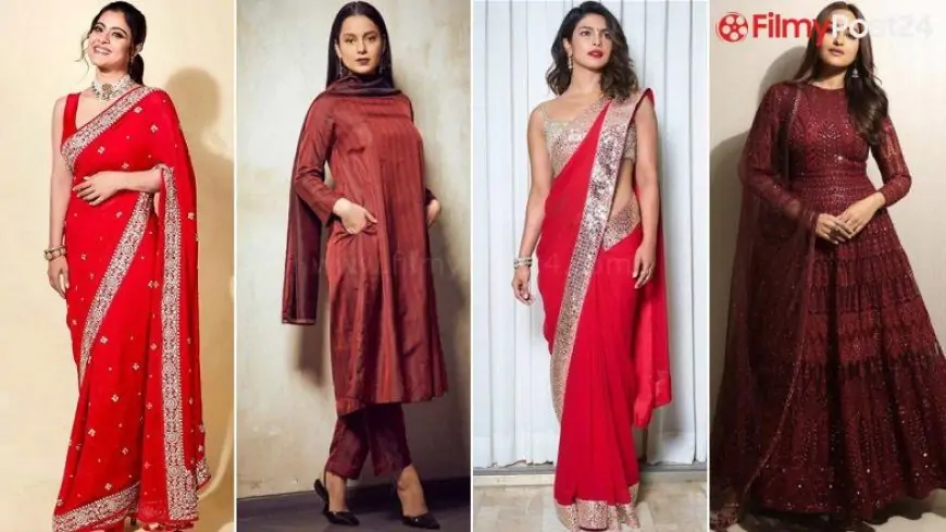 Karwa Chauth 2021: Priyanka Chopra Jonas, Kangana Ranaut and Others' Red Outfits That You Can Try This Festive Season (View Pics)