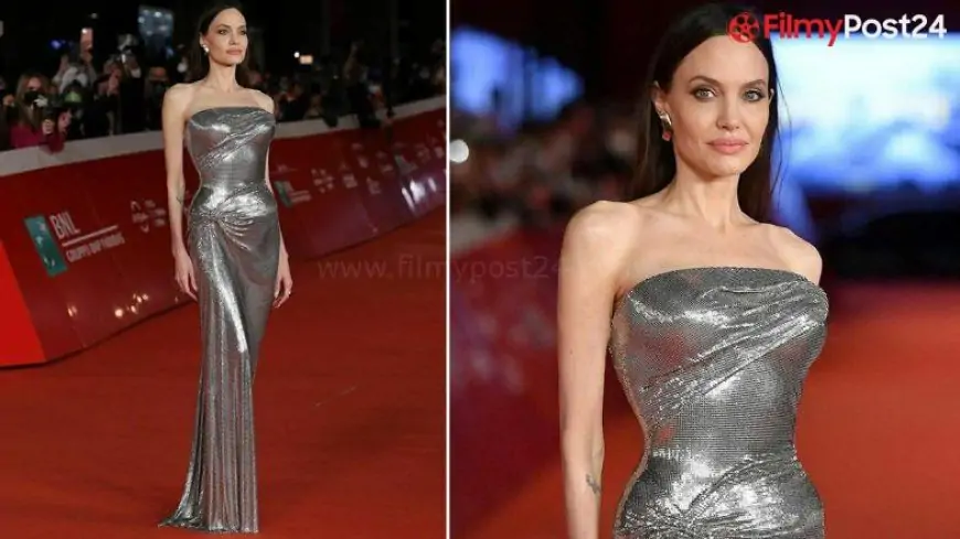 Angelina Jolie Is a Goddess in Silver Metallic Dress As She Sparkles on the Eternals Red Carpet Premiere in Rome! (View Pics)
