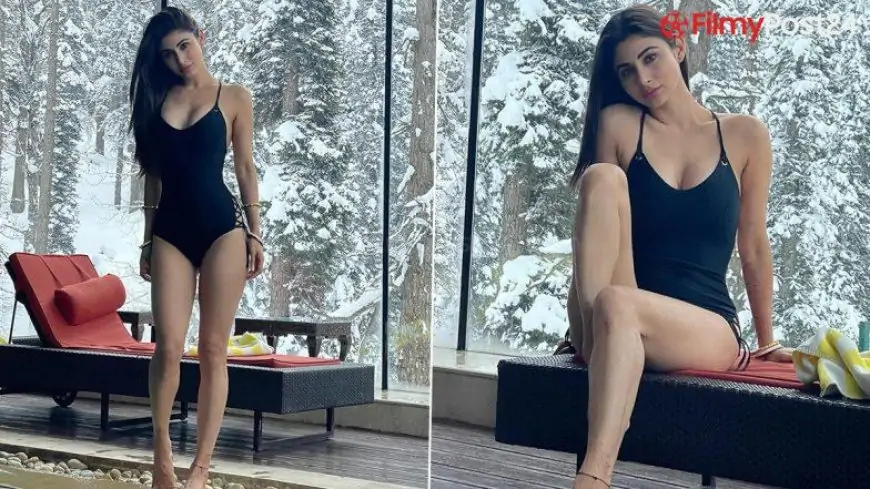 Mouni Roy Appears Sizzling in a Black Monokini as She Poses With the Lovely Scenic Backdrop of Snow! (View Pics)