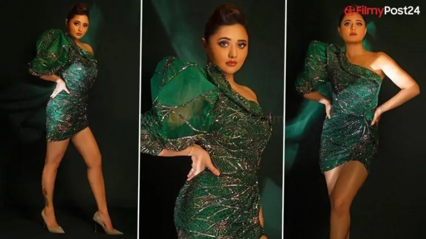 Rashami Desai Raises the Temperature in a Shimmery Green Off-Shoulder Sequin Dress (View Pic)