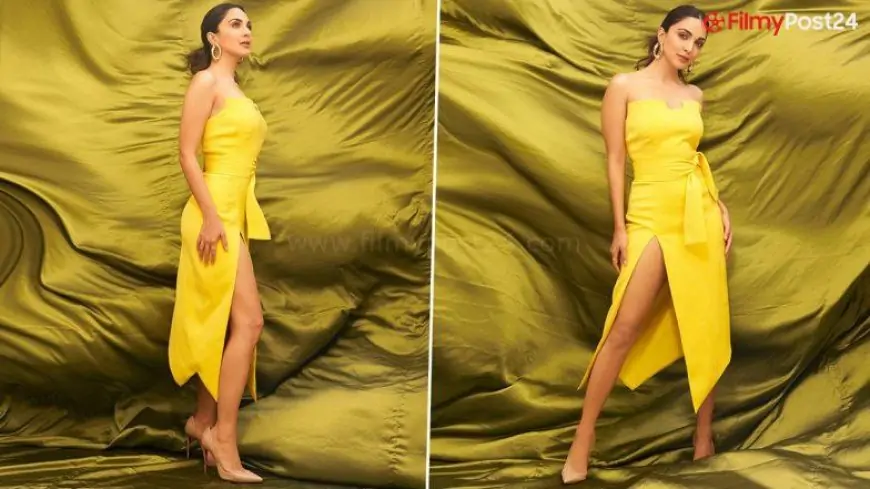 Kiara Advani Stuns in a Strapless Yellow Outfit With Thigh-High Slit for Bhool Bhulaiyaa 2 Promotions (View Pics)