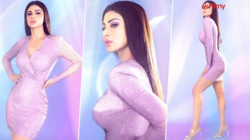 Mouni Roy Looks Angelic in Sequined Lilac Dress and Purple Smokey Eye (View Pics)