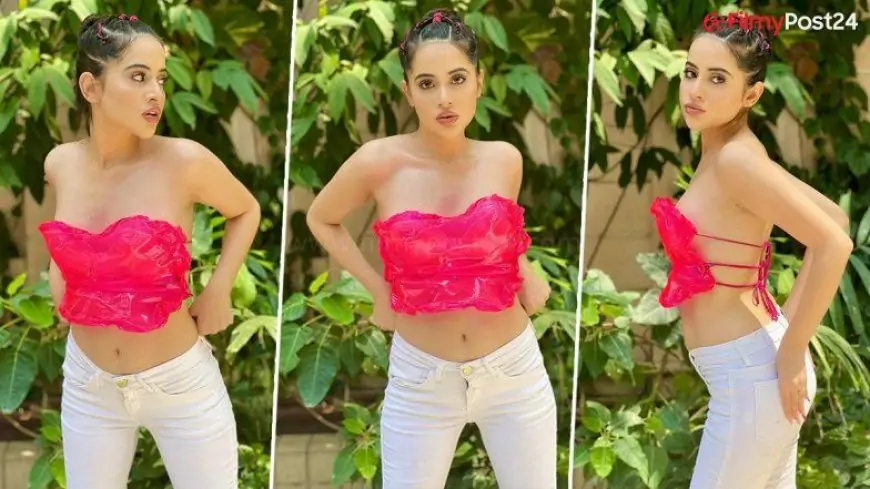 Urfi Javed Goes Bold Again as She Wears a Sultry DIY Plastic Top With White Jeans (View Pics)