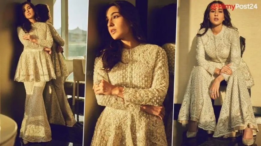 IIFA 2022: Sara Ali Khan Ditches Gown, Opts for White Peplum Top and Sharara Pants for the Gala Event (View Pics)