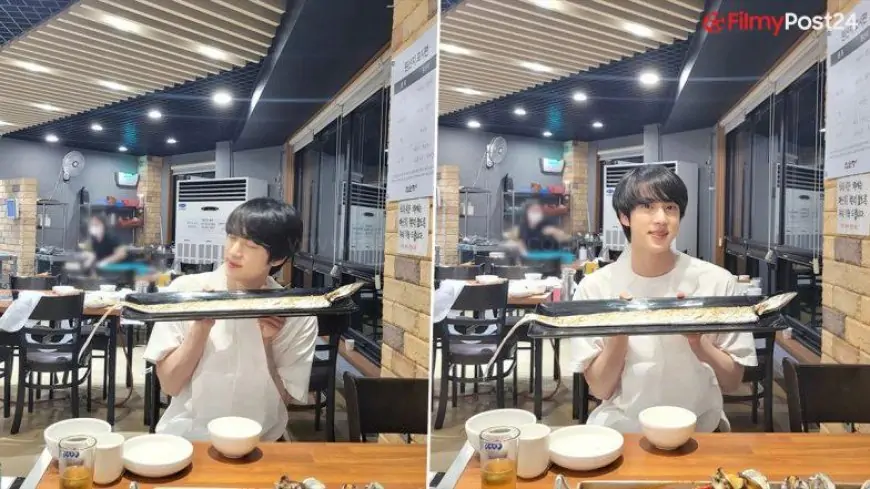 BTS' Jin Consuming Dosa? ARMY Go Into Frenzy as Kim Seokjin Poses With a Lengthy Roll That Appears Like South Indian Dish; See Viral Pics