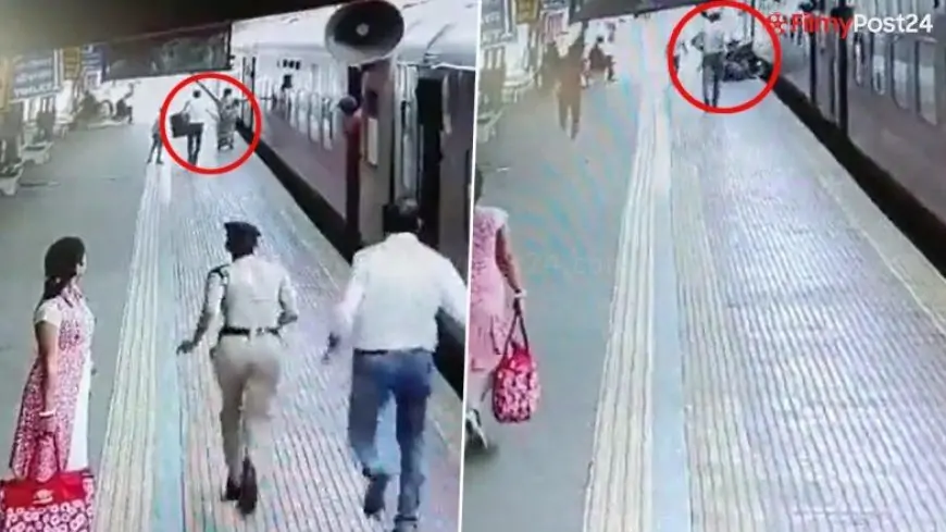 RPF Personnel’s Swift Action Saves Lives Of Elderly Woman, Her Son Who Slipped While Boarding Moving Train in West Bengal; Watch Video