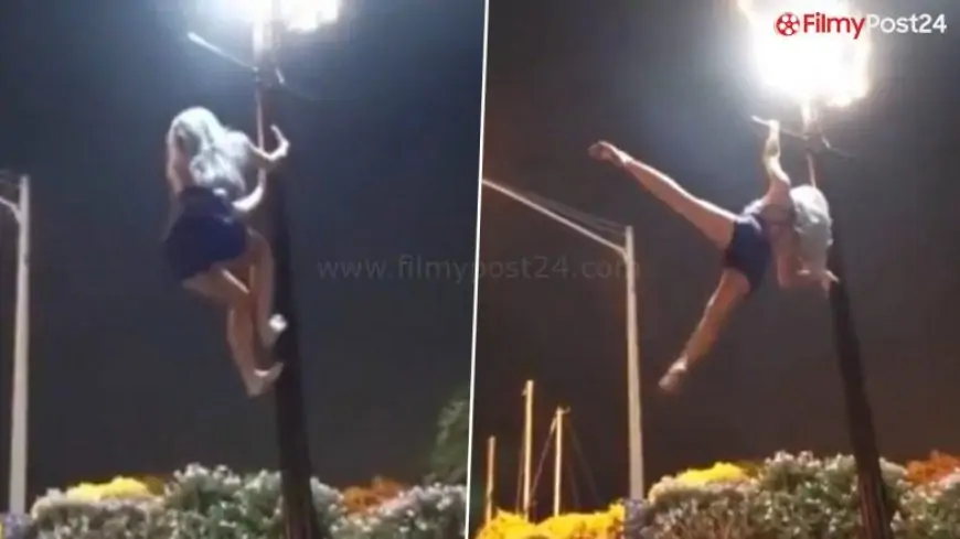 Woman Effortlessly Performs Gymnastic Tricks and Pull-Ups On Lamp Post; Viral Video Leaves Netizens Agape! 