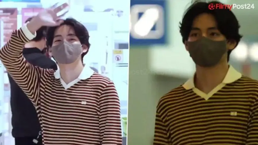 BTS' V aka Kim Taehyung Videos and Pictures Go Viral Online As He Jets Off to New York for Solo Schedule Donning Striped Polo Shirt! 