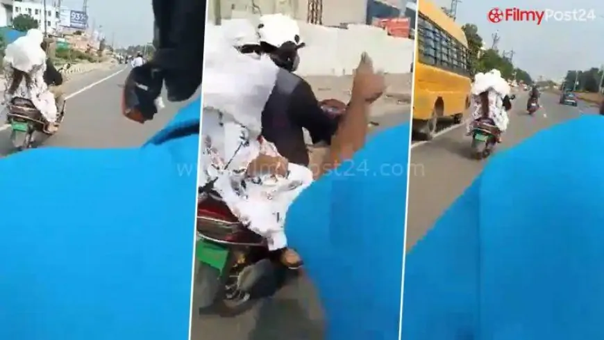 Video: Husband Catches Wife Red-Handed With Lover on Scooty in Agra, Paramour Challaned by Police Under Section 151