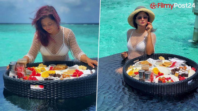 Rashami Desai Stuns in a White Bikini as She Enjoys Food in Beach of Maldives! (View Pics)
