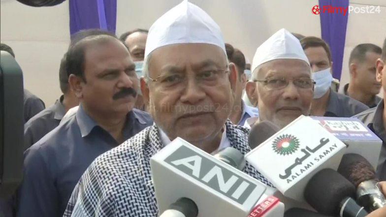 Eid-Ul-Fitr 2022: Bihar CM Nitish Kumar Attends Eid Namaz in Patna; Says ‘May the Brotherhood Stay’